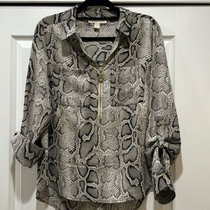 MICHAEL Michael Kors Black and White Snake Print Blouse